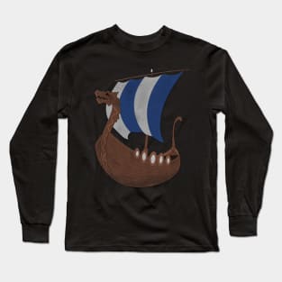 Viking Ship blue Long Sleeve T-Shirt